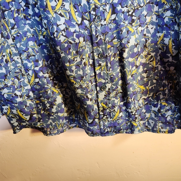 Coldwater Creek No Iron Blue and Yellow Floral Blouse Sz 18/1X - Picture 5 of 8
